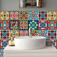 10pcs Self-Adhesive PVC Decorative Stickers, 2D Colorful Mandala Floral Pattern Wall Stickers/Wallpaper/Tile Stickers, Wall Decor Stickers, Tile Decor Stickers, Suitable For Home, Kitchen, Living Room, Bathroom, Bedroom Decoration