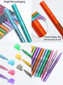 1pc Metallic Acrylic Marker Pen, Super Gold Model Coloring Brush, Watercolor Graffiti Pen, Fine Tip Paint Marker, DIY Touch Up Paint Pen, Waterproof & Smudge-Proof, Highlighter Signature Pen