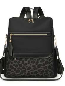 Rucsac anti-furt cu ciucuri și imprimeu leopard, poșetă pentru femei, geantă de zi la modă multifuncțională, geantă de călătorie ușoară cu mai multe buzunare, geantă de școală simplă cu capacitate mare, geantă de cărți convenabilă, pentru studenți, călătorii în vacanță, călătorii de afaceri, naveta zilnică, cumpărături, birou, întâlniri, activități în aer liber, cadou de ziua de naștere, cadou de sărbători, rucsacuri