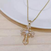 Retro Cross Necklace Personalized Pendant Necklace Niche Design Clavicle Chain - bạch kim - Xem 1