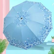 1 pieza Paraguas plegable ligero y portátil, impermeable, con 10 varillas y patrón floral, con excelente protección UV, paraguas casual ligero y portátil para hombres y mujeres, selección de primavera y verano, regalos para damas de honor, decoración de habitación, dormitorio, playa, viaje, para hombres, para mujeres, vacaciones - Multicolor - Ver 7