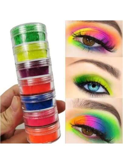 Kit 6 Peças Torre de Pigmentos Multicoloridos – Glitter Holográfico Para Unhas/ Sombra de Olhos e Maquiagem Brilhante Profissional