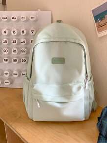 Solid Color High-Capacity High School Students Must Have Ins Style Computer Backpack Back To School Backpack Wide Shoulder Strap Design 15-Inch Computer Layered Storage Bag Neutral Wind Campus Backpack Travel Backpack. Travel Essentials For Holiday Vacation Duffle Bag Luggage Suitcase Travel Bag For Women