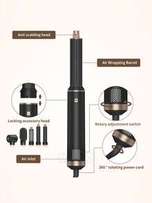 Kemei 5-In-1 Hot Air Brush, Electric Hair Curler, Hair Dryer & Straightener