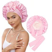 1 Stück luxuriöse Satin & Seide Schlafhaube - Verstellbarer Komfortfit mit Bindeband - Unisex Nacht-Haarschutz für Männer & Frauen, perfekt für langes, lockiges oder geflochtenes Haar, Frühling, Sommer, Herbst, Winter