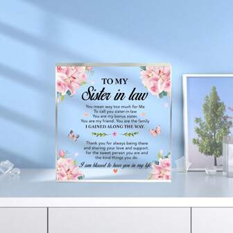 Square Acrylic Keepsake - Thoughtful Gift For Sister-In-Law, Warm Memento To Appreciate Her Companionship, Perfect For Birthday, Halloween, Christmas, And Valentine's Day