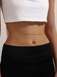 1 件时尚简约欧美风格链式腰带，适合派对、度假、节日穿着 - 彩色 - 查看 9