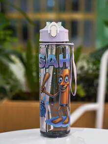 1pc 750ml/26oz Shan Hai Jing Themed Transparent Straw Sports Water Bottle, With Carrying Strap For Easy Transport, Leak-Proof Design, Lightweight & Durable, Suitable For Running, Cycling, Hiking, Holiday Gift