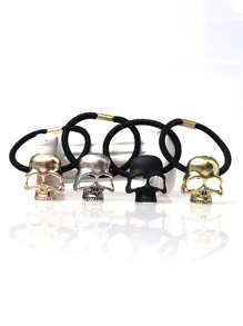 1pc Gothic Skull Metal Hair Tie, Elegant Design, Suitable For Halloween Cosplay And Party, Gift, Ponytail Holders, Hair Elastics, Hair Rubber Bands, Scrunchies, Elastic Hair Tie, Autumn Outfits
