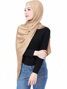 Luxury Silky Satin Hijab Women, Shimmer Crinkle Scarf, Graceful Feminine Charm - 金色 - 查看 8