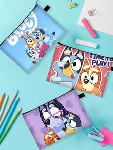 Bluey علبة أقلام وأدوات قرطاسية بتصميم الكرتون "بلوي"، علبة أقلام ذات طبقتين مزودة بسحاب، لوازم دراسية للكلية، علبة أقلام مريحة للحقيبة الظهر، حقيبة جميلة وأنيقة، حقيبة ظهر صغيرة، حقيبة ظهر كرتونية ممتعة للأطفال