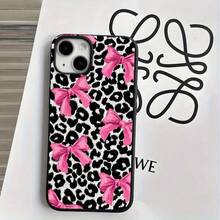 Fundas y carcasas protectoras con orificios grandes, diseño de lazo con estampado de leopardo en blanco y negro, compatibles con phone 16 Pro, 16, 15 Pro, 14, 14 Plus, 14 Pro, 13, 13 Pro, 12 Pro y 11/11 Pro. Regalos para cumpleaños y celebraciones. - Negro - Ver 3