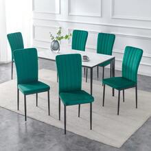 Mcc Direct Set Of 6 Dining Chairs, Velvet High Back Kitchen Chairs With Upholstered Soft Seat And Metal Legs For Home, Office, Dining And Reception - Elle - Green - View 4