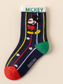 Disney 8/4/1 双装米奇米妮图案儿童中筒袜，可爱卡通独特设计，时尚休闲透气学生袜，适合日常穿着、返校季、节日礼物 - 彩色 - 查看 11