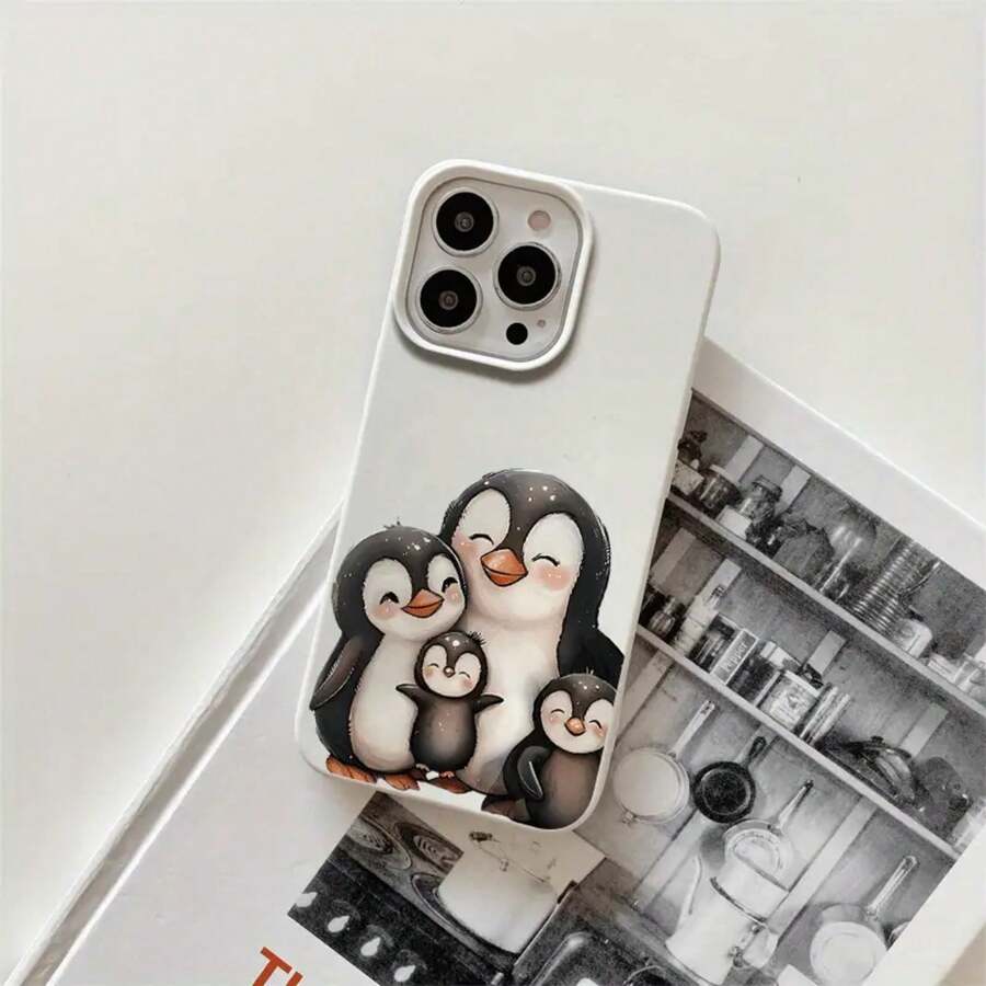 Fundas y carcasas protectoras para teléfono con diseño de tres pingüinos, con orificios grandes. Compatibles con phone 16 Pro Max, 16, 15 Pro, 14, 14 Plus/14 Pro Max, 13, 13 Pro, 12 Pro, 11/11 Pro. Serie Pro. Regalos para cumpleaños y fiestas - Blanco - Ver 1