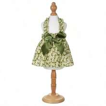 1 pieza Vestido de tirantes con estampado floral romántico para perros y gatos pequeños, vestido de princesa elegante, ligero y transpirable, adecuado para primavera/verano