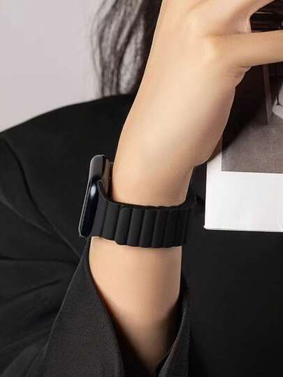 1pc Silicone Magnetic Waterproof Watch Band For Men And Women Compatible With IW Thin Silicone Magnetic Watch Band Compatible With Apple Watch IW 42mm 38mm 40mm 41mm 44mm 45mm 46mm 49mm Fashion Smart Watch Replacement For IW Strap For Series Ultra2 Ultra SE2 SE 10 9 8 7 6 5 4 3 2 1 As A Gift For Students Returning To School