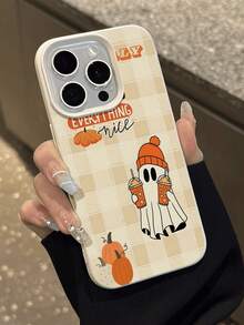 1pc Fashion Autumn Halloween Pumpkin & Ghost Pattern Litchi Texture Anti-Drop Soft Phone Case Protective Cover Compatible With Apple/Redmi/ Phones - Multicolor - View 5