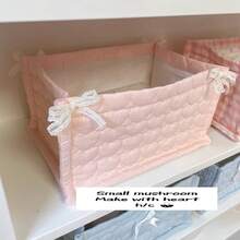 1 Cute Baby Blue 3D Bow Lace Storage Basket, Baby Diaper Storage, Desktop Sundries Storage Basket, Lipstick Makeup Brush Skin Care Storage Basket, Desktop Ornaments, Cosmetics Storage Box, Portable Picnic Basket, Valentine's Day Gift, Bathroom Storage, Skin Care Storage, Suitable For Home, Travel - Nhiều màu - Xem 18