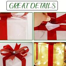 3-Piece Illuminated Christmas Gift Box - Plastic Lighted Holiday Decor With Red Bow, 3 AA Battery Powered (Batteries Not Included) Christmas Indoor Fairy Lights, Nursery Night Light, Holiday Decoration For Halloween/Christmas Christmas Decoration XMAS Decor Christmas Tree Gift Decor Thanksgiving Wedding Home Decor Home Decor Fall Decor Autumn Decor Birthday Decorations For Gifts Party Supplies Indoor Outdoor Garden Holiday Festival Decor Halloween Decor Wall Decor Halloween Ornamentschristmas Decoration XMAS Decor Christmas Tree Gift Decor Thanksgiving Wedding Home Decor Home Decor Fall Decor Autumn Decor Birthday Decorations For Gifts Party Supplies Indoor Outdoor Garden Holiday Festival Decor Halloween Decor Wall Decor Halloween Ornaments