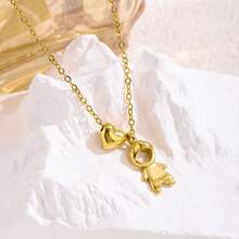 New 18K Stainless Steel Jewelry Cross-Border Boy Girl Family Pendant Necklace Gold Plated Love Clavicle Chain - menino - 查看 3