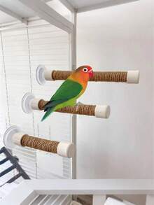 1/2pcs Portable Small Suction Cup Sisal Rope Parrot Stand Bar, Car Mounted Interactive Training Rack For Cockatiel, Cockatoo, Glass, Ceramic Tile Bird Perch - Multicolor - View 2