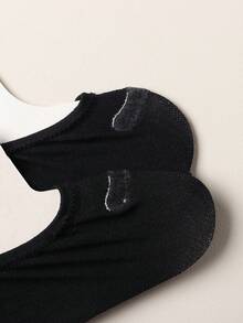 10 Pairs Of Children's Summer Thin Mesh Breathable Pure Black Low-Cut Invisible Boat Socks With Non-Slip Heels, Perfect For Everyday Wear. - Black - View 3