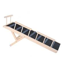 Dog Ramp, Folding Pet Ramp For Bed, Adjustable Dog Ramp For Small, Large, Old Dogs & Cats, Wooden Pet Ramp With 47.2" Long Ramp, Adjustable From 13.8" To 27.6", Suitable For Couch, Sofa, Car - 黑色 - 查看 8