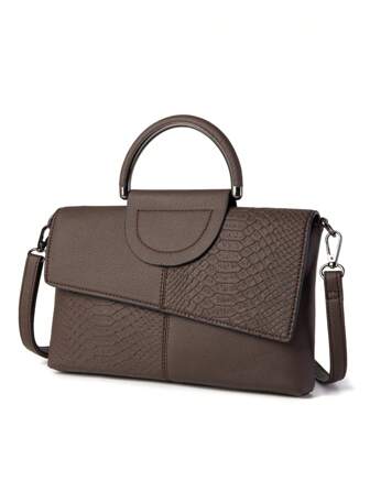 Lyxig axelväska i PU-läder, trendig och mångsidig handväska för kvinnor, personlig elegant kuvertväska med krokodilmönster