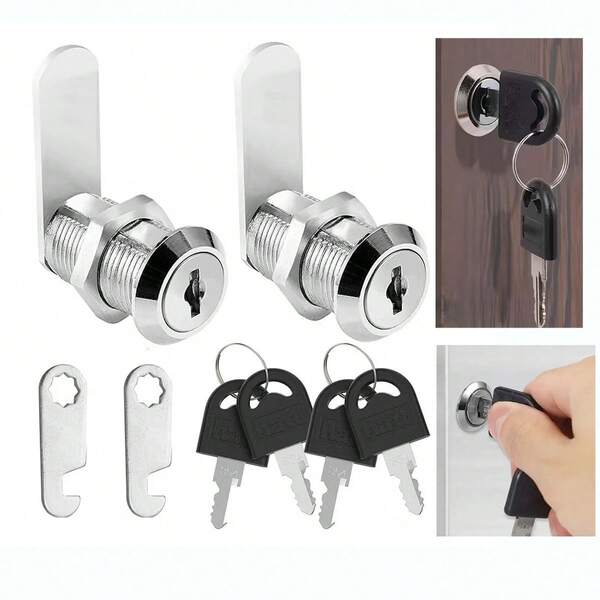 Fechadura de came com núcleo de chave adequada para armários de metal, armários de funcionários e gavetas de mesa de escritório - Estrutura de ferro durável, não elétrica