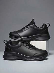 1 Pair Women/Men Waterproof Running Shoes, Soft Sole Casual Sport Sneakers, Black, Spring Autumn | 1 Pair Women's Brown Lace-Up Retro Style Thick Sole Breathable Athletic Shoes, Round Toe, 35-45