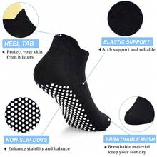 Yoga Socks With Grips For Women Non Slip Pilates Socks Anti Skid Grippy Ankle Athletic Socks 3 Pairs-242175 - 03Đen - Xem 3