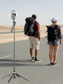 1.8米铝合金自拍杆,带可拆卸三色温LED补光灯、蓝牙遥控快门、防抖功能、可伸缩三脚架,兼容iOS和安卓手机,是夏季度假、旅行、直播、Vlog、圣诞节和万圣节礼物的理想之选。 - 彩色 - 查看 9