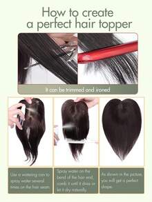 Women's Human Hair Topper Piece - Long Straight Dark Brown (16-18 Inch) Natural Look Hairpiece For Bald Spots & Thinning Hair, One-Piece Clip-On Hair Additions, Versatile Styling, Suitable For All Ethnicities, Hair Volume Enhancement