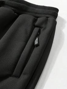 Winter Men's Outdoor Sports Pants, Fashionable Casual Versatile Trousers For Hiking, Cycling, Dating, Drawstring Waist, Thickened And Thermal Lined - Black - View 6