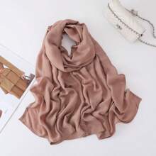 1pc Women's Wide-Banded Solid Color Breathable Head Scarf, Classic Minimalist Lightweight Long Scarf, Women's Daily Headwrap, Elegant Shawl
