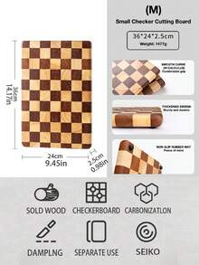 1pc Creative Checkerboard Pattern Cutting Board - Mosaic Design Wooden Reversible Meat, Bread And Fruit Chopping Board For Vegetables, Fruits And Food Preparation - Non-Slip Wooden Cutting Board, Food Contact Surface - Multicolor - View 5
