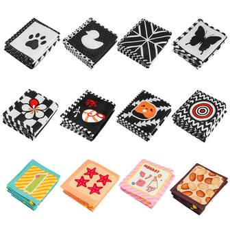 1pc Colorful/Black & White Soft Cloth Book, Early Childhood Education Cognitive Long Size Cloth Book, Tear-Resistant, Washable Cloth Book With Vivid Fruit, Animal And Ocean Themes, Enlightenment Toy, Suitable For Halloween, Christmas, Ideal Gift For Boys And Girls