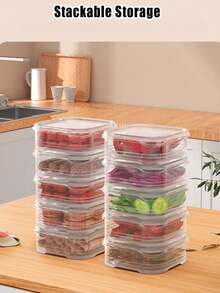 14 Packs Stackable Refrigerator Organizer Bins with Lids , Fridge Organizers and Storage Clear Plastic Pantry Organization and Storage Bins Fruit Vegetable Storage Containers