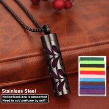 New Stainless Steel Jewelry Aromatherapy Diffuser Pendant Necklace, Hollow Flower Heart Open Locket Fragrance Essential Oil Diffuser Necklace, Couples & Men Punk Necklace Accessory Gift - Black - View 16