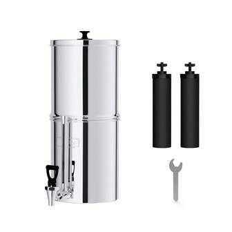 Waterdrop Gravity-Fed Water Filter System, NSF/ANSI 372 Certification, 8.5L Stainless-Steel Filter System With 2 Filters And Metal Spigot, Reduces Up To 98.95% Of Chlorine-King Tank Series, WD-TK