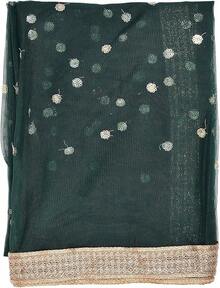 Woman's Embellished Net Dupatta Scarf Shawl Wrap Soft Bridal Wedding - Green - View 5