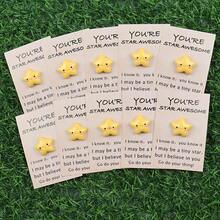 10Pcs Inspirational Resin Star Cards With Encouraging Messages, Acrylic & Paper, Star Pattern, Good Luck Theme, Invitation Pocket, Perfect For Family, Friends, New Year, Thanksgiving, End-Of-Year Gifts