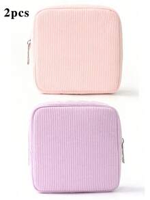 Bolsa de almacenamiento de toallas sanitarias de pana - Portátil y duradera, con cierre de cremallera, ideal para viajes y uso diario, gran capacidad, puede almacenar toallas sanitarias, tampones y talla grande, de vuelta a la escuela, viaje a la playa, bolsa de cosméticos, útiles escolares, artículo esencial para vacaciones, bolsa de almacenamiento de toallas sanitarias para estudiantes y trabajadores de oficina, organizador de artículos de tocador de viaje, bolsa de almacenamiento de regalo esencial