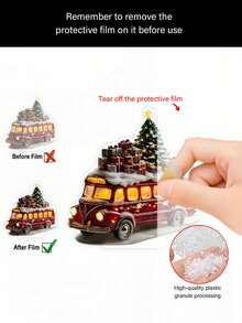 7.09"X6.29" Charming Acrylic Christmas Truck Decor, Holiday Tabletop Decoration For Home, Office And Outdoor Spaces - Ideal Holiday Gift Home Decor Christmas Decorations Room Decor