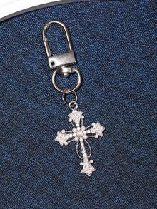 1 pieza Llavero con forma de luna de rhinestone, accesorio de metal de aleación brillante y romántico personalizado, adecuado para teléfono, tableta, auriculares, Kindle, decoración