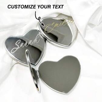 1PC Custom Engraved Name Heart Compact Mirror,Engraved Pocket Makeup Mirror,Christmas Gift,Halloween Gift,Bridesmaid Gift, Bride Gift, Groom Gift, Groomsman GiftChristmas Beauty Accessories