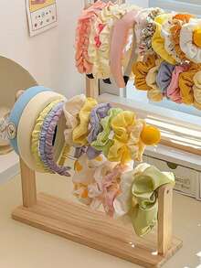 1 pieza Organizador de joyas de dopamina, soporte de madera para accesorios para el cabello, expositor de joyas plegable y multifuncional para scrunchies, pasadores para el cabello, diademas para mujeres, organizador de almacenamiento, esencial de viaje, decoración de otoño, Halloween