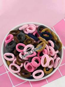 100/500/1000个随机颜色女童弹力发圈尼龙彩色发带儿童发饰