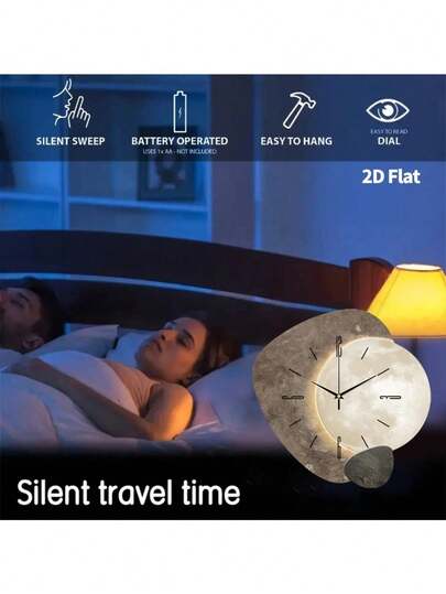 1pc Moderne Luxe Silent Wand Clock, No Lighting, Powered By Quartz Movement, Asymmetrical Wooden Battery Operated (Batteries Not Included), Home, Kitchen, Bedroom, Cafe, Music Room Friends view 7